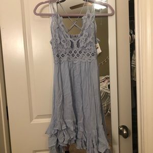 Free People Adella Powder Blue Lace Tank Dress